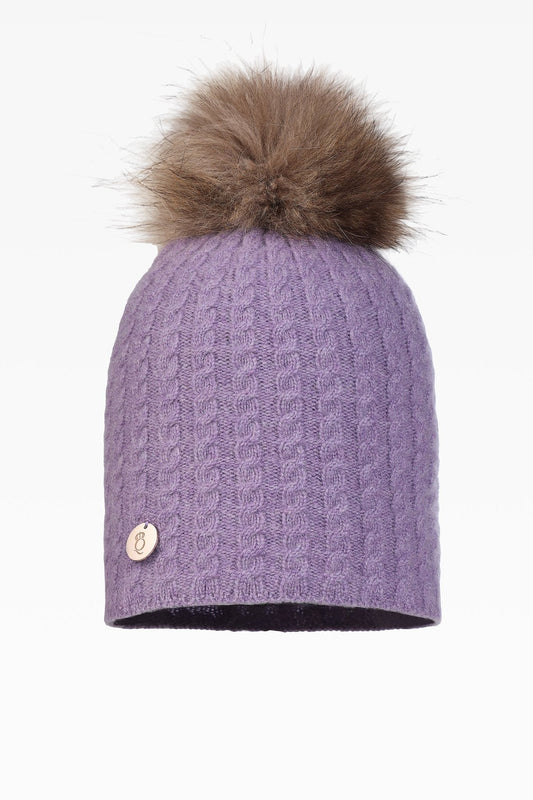 Heidi Cable Pom Pom Hat - Real Fur