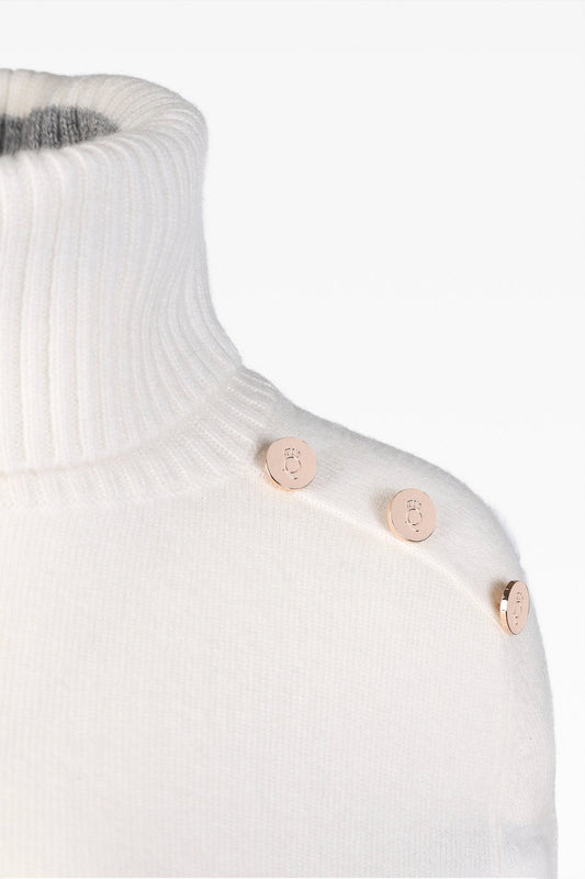 Ivy Ladies Roll Neck in Angel White: Cashmere & Wool Blend