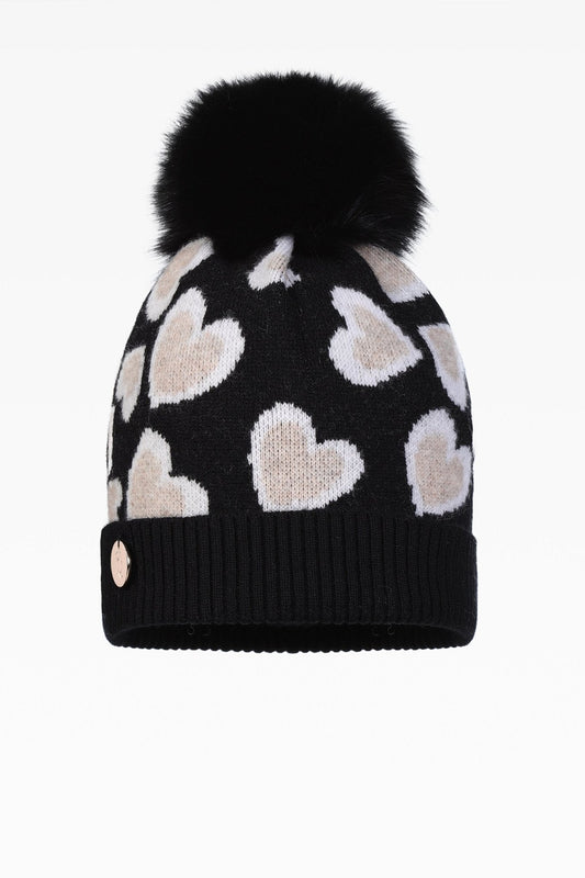 Lily Heart Pom Pom Hat - Real Fur - Dunedin Cashmere