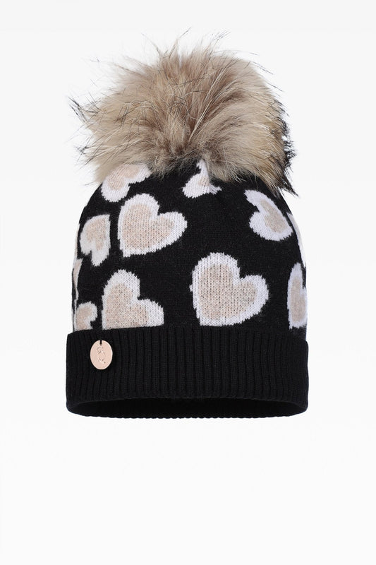 Lily Heart Pom Pom Hat - Real Fur
