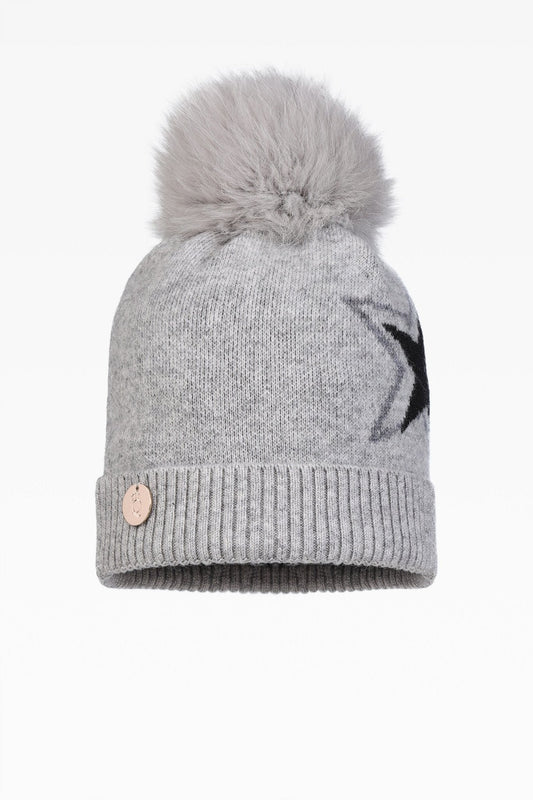 Lola Star Pom Pom Hat - Real Fur - Dunedin Cashmere