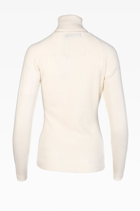 Luna Ladies Cashmere Roll Polo in Cloud White