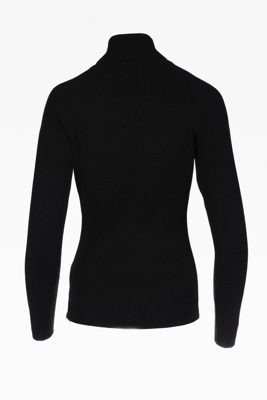 Luna Ladies Cashmere Roll Polo in Classic Black