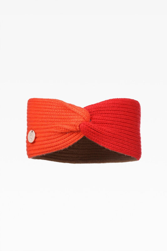 Maisie Orange Mix Ladies Rib Headband: Cashmere & Wool Blend