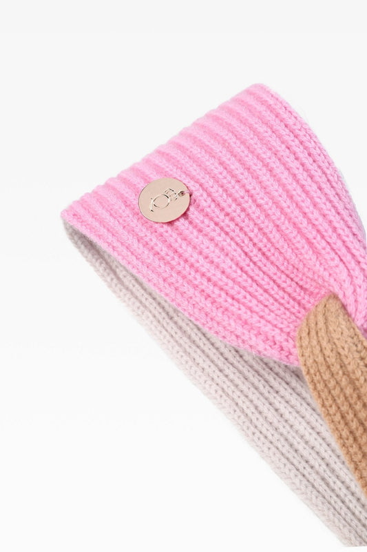 Maisie Pink Mix Ladies Rib Headband: Cashmere & Wool Blend