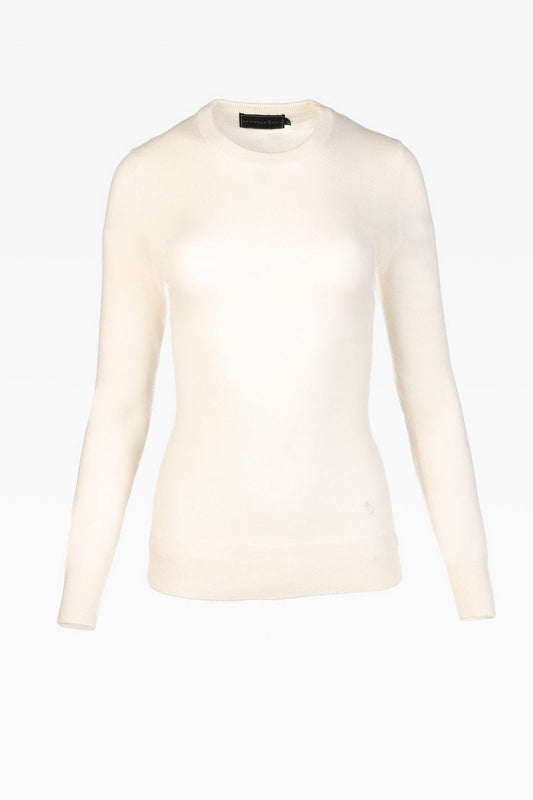 Millie Ladies Cashmere Crew Neck Jumper in Cloud White